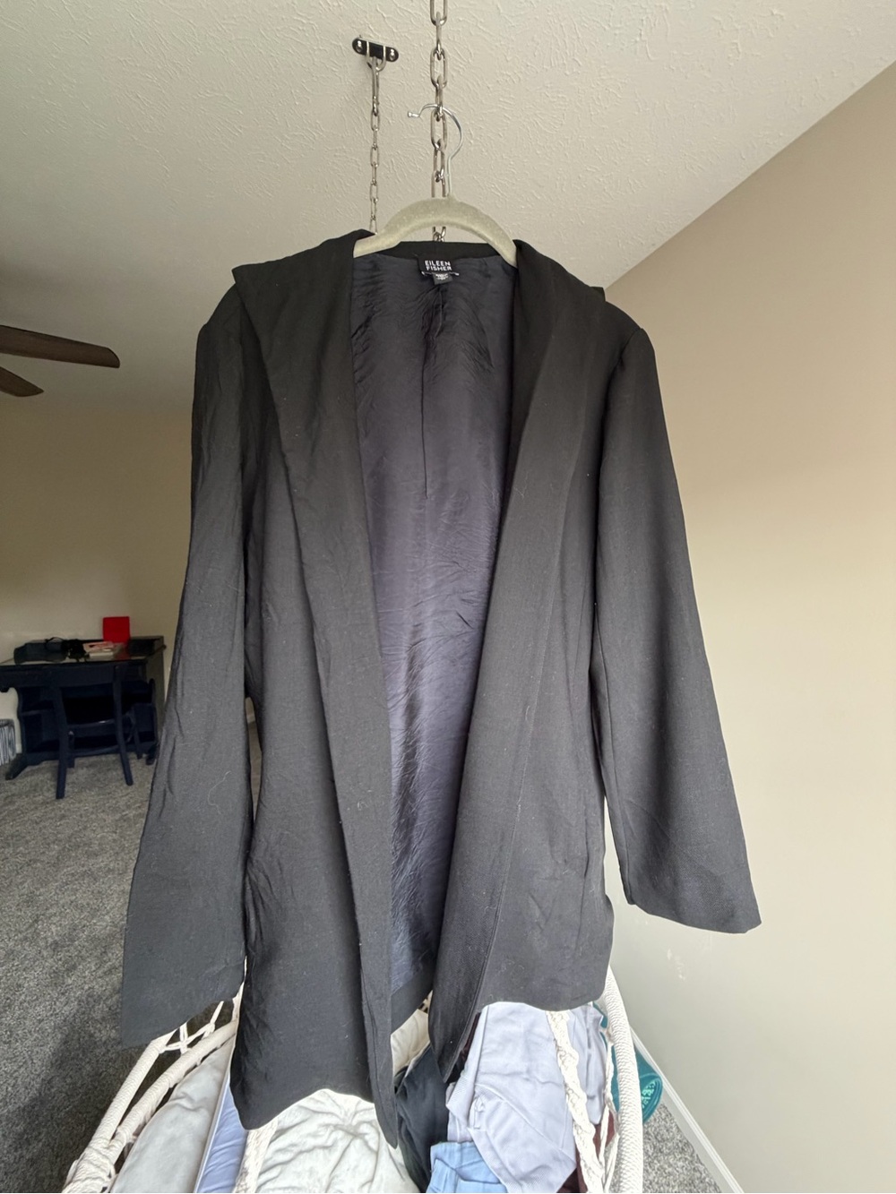 Eileen Fisher Black Open-Front Blazer Jacket
